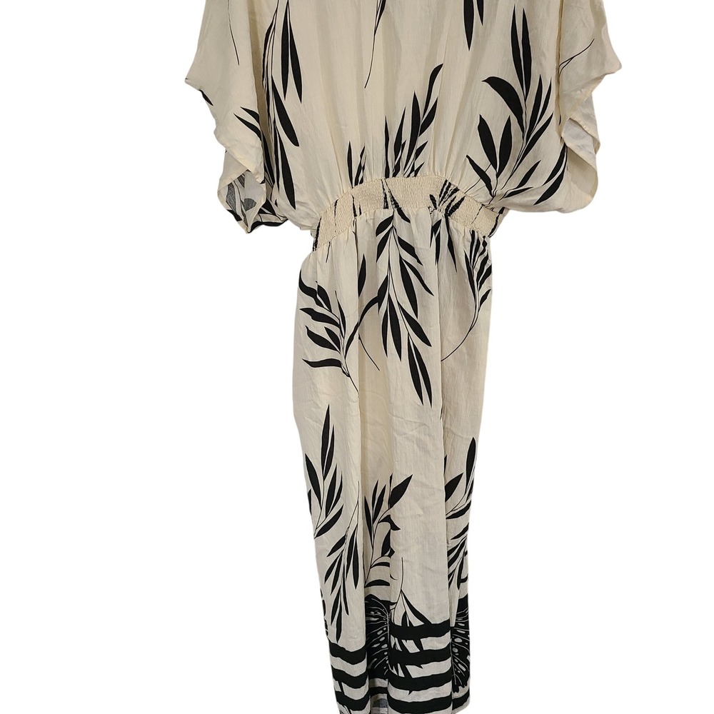 Cupshe Womens Cream Black Botanical Leaf Print V-Neck Maxi Dress Large New NWT - Picture 7 of 16